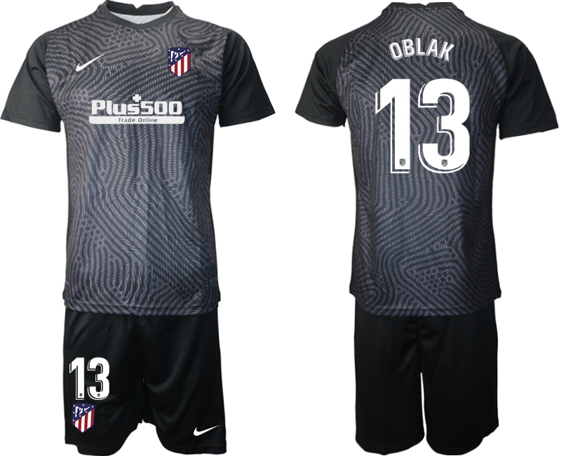 2021 Men Atletico Madrid black goalkeeper #13 soccer jerseys